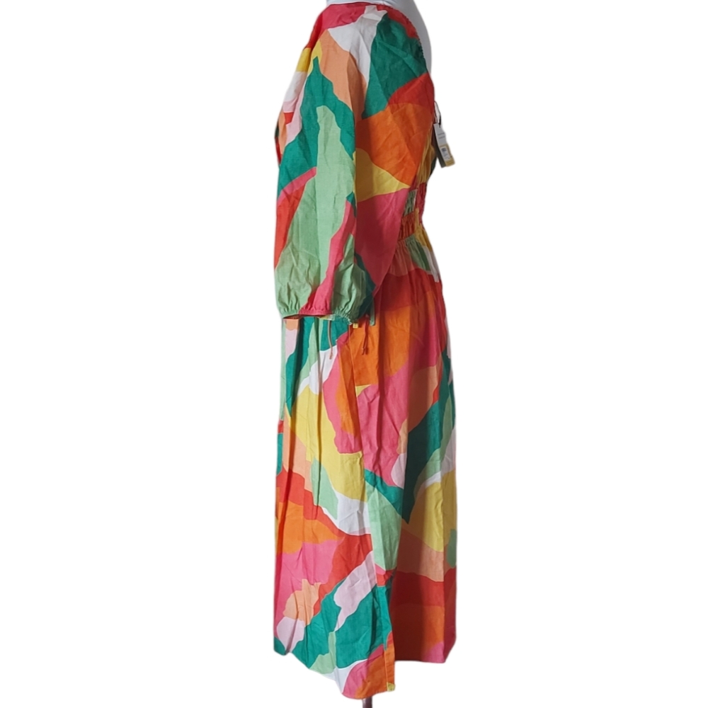 Nobody's Child Fearne Cotton Multi Square Neck Franzie Dress UK Size 18 Organic - Picture 6 of 11